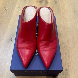 Stuart Weitzman Red Leather Mules